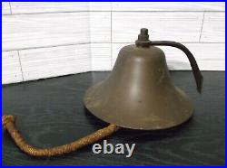 Vintage Solid Brass Bell School / Farm /Hanging /Nautical 8'' x 6 Original