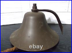 Vintage Solid Brass Bell School / Farm /Hanging /Nautical 8'' x 6 Original