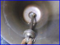 Vintage Solid Brass Bell School / Farm /Hanging /Nautical 8'' x 6 Original