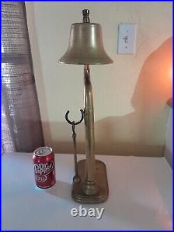 Vintage Solid Brass Hanging Nautical Bell withStriker Bar Pub Over 13 Lbs