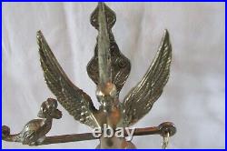 Vintage Solid Brass Ornate Monastery Winged Woman Wall Mount Bell With Chain