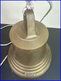 Vintage Solid Brass Ship Bell 10.5 x 8 Nautical 12 lb Heavy Maritime Decor