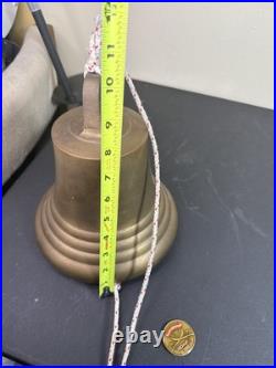 Vintage Solid Brass Ship Bell 10.5 x 8 Nautical 12 lb Heavy Maritime Decor