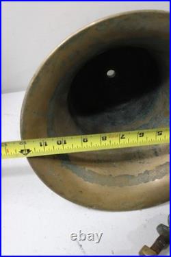 Vintage Solid Brass Ship Fog Nautical Maritime Fire /Fog Bell 9inx12in 25lbs