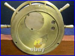 Vintage Solid Brass & Wood Salem Ships Bell 8 Day Jeweled German Wheel Clock