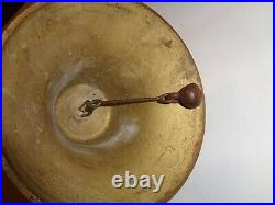 Vintage Solid Heavy Brass School Hand Bell Wooden Handle Loud Ring