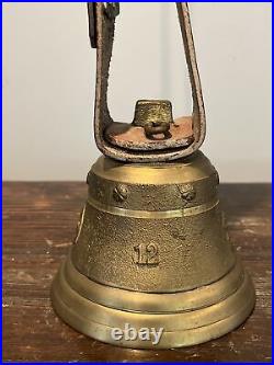 Vintage Swiss Bronze COW BELL Foundry Mark Leather Belt Antique