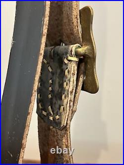 Vintage Swiss Bronze COW BELL Foundry Mark Leather Belt Antique