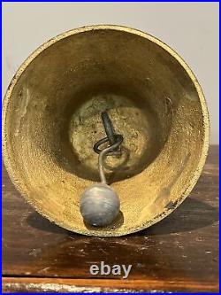 Vintage Swiss Bronze COW BELL Foundry Mark Leather Belt Antique