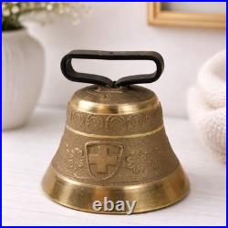 Vintage Swiss Gusset AG Uetendorf Brass Cowbell Chalet Dinner Bell Alpine Decor