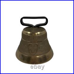 Vintage Swiss Gusset AG Uetendorf Brass Cowbell Chalet Dinner Bell Alpine Decor