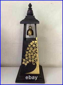 Vintage Thailand Buddhist brass bell on the wood tower stand