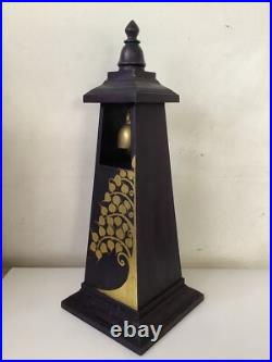 Vintage Thailand Buddhist brass bell on the wood tower stand