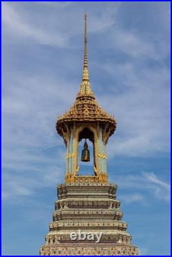 Vintage Thailand Buddhist brass bell on the wood tower stand