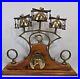 Vintage Three Bell Horse Saddle Christmas Sleigh Bells On Wood Stand Carriage