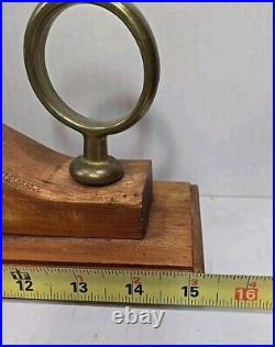 Vintage Three Bell Horse Saddle Christmas Sleigh Bells On Wood Stand Carriage
