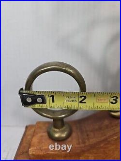 Vintage Three Bell Horse Saddle Christmas Sleigh Bells On Wood Stand Carriage