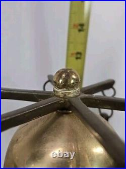 Vintage Three Bell Horse Saddle Christmas Sleigh Bells On Wood Stand Carriage
