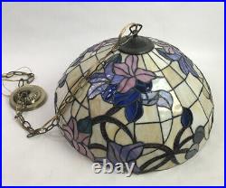 Vintage Tiffany Style Stained Glass Lamp Hanging Chandelier 20 Inch Diameter