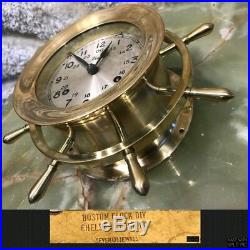 Vintage USA Chelsea 7 Jewels Brass Ships Bell Chimes Clock Boston Working