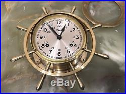 Vintage USA Chelsea 7 Jewels Brass Ships Bell Chimes Clock Boston Working