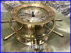Vintage USA Chelsea 7 Jewels Brass Ships Bell Chimes Clock Boston Working
