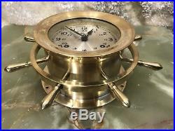 Vintage USA Chelsea 7 Jewels Brass Ships Bell Chimes Clock Boston Working