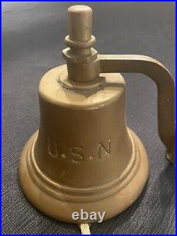 Vintage USN Navy Brass Nautical Bell (6 in Diameter) RARE! Great Patina