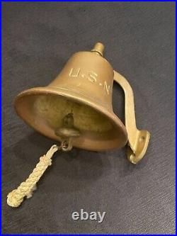 Vintage USN Navy Brass Nautical Bell (6 in Diameter) RARE! Great Patina