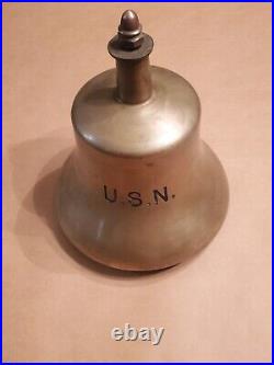 Vintage U. S. N. Brass Bell 11 x 10 25lb