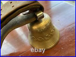 Vintage & Unique Brass Cow Bell With Leather Strap