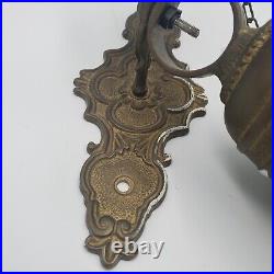 Vintage Victorian Ornate Brass Door Bell. Wall Mount Pull Chain. Monk Dragon