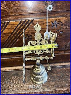 Vintage Victorian Ornate Bronze Brass Bell Hanger Wall Mount Pull Chain