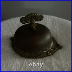 Vintage Victorian Style Brass Manual Wind Mechanical Bell Ringer Office Home