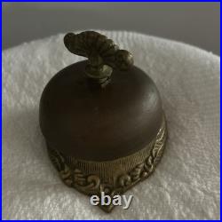 Vintage Victorian Style Brass Manual Wind Mechanical Bell Ringer Office Home