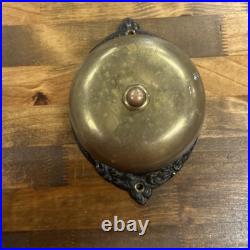 Vintage Victorian Style Brass Manual Wind Mechanical Door Bell Upper Deck No Key