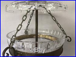 Vintage WATERFORD BELL JAR CRYSTAL BRASS LANTERN CHANDELIER COLONIAL FIXTURE