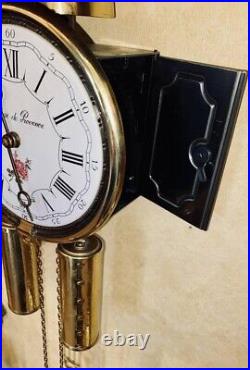 Vintage Wall Clock Mini La Rose de Provence Mechancial Brass Bell Rare Old 20th