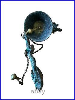Vintage Wall Decoration Hanging Brass Bell Made in Greece 9 Tall Antique