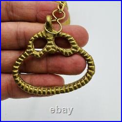 Vintage Wall Mount Brass Bell Door Knocker Monastery With Chain Hollywood Regency