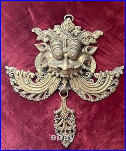 Vintage Wall Mount Brass Door Knocker Monastery Bells with Chain