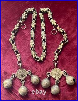 Vintage Wall Mount Brass Door Knocker Monastery Bells with Chain