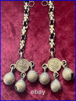 Vintage Wall Mount Brass Door Knocker Monastery Bells with Chain