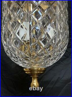 Vintage Waterford Crystal Bell Jar Lantern Brass Colonial Chandelier Pendant