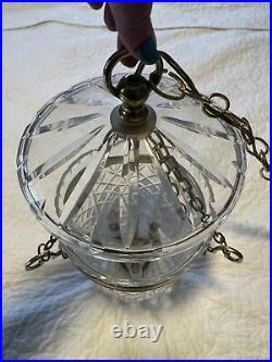 Vintage Waterford Crystal Bell Jar Lantern Brass Colonial Chandelier Pendant