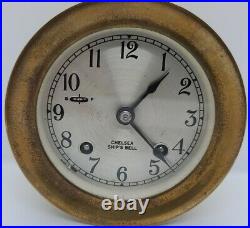 Vintage Working 1970 CHELSEA SHIP'S BELL STRIKE Brass Marine Porthole Clock