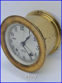 Vintage Working 1970 CHELSEA SHIP'S BELL STRIKE Brass Marine Porthole Clock