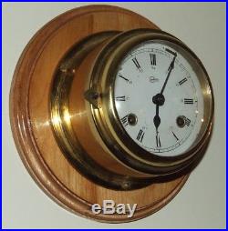 Vintage Working Barigo Germany Brass Ship's Bell Strike Porthole Wall Clock