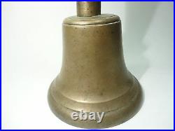 Vintage brass Bell School Teacher / Church / farm / Wood handle Bell 10 x 5.5