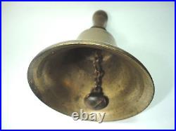 Vintage brass Bell School Teacher / Church / farm / Wood handle Bell 10 x 5.5